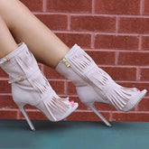 Tassel Zipper High Heels Oshnow
